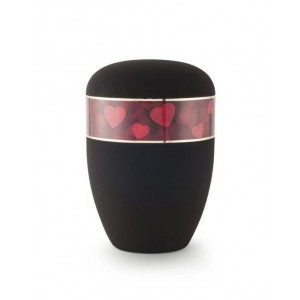 Biodegradable Urn (Black with Red Hearts Border)